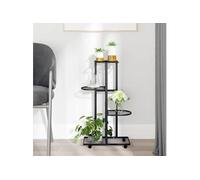 343115 Jardinière à 4 niveaux avec roues 44x23x80 cm Noir Fer