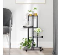 343115 vidaXL Jardinière à 4 niveaux avec roues 44x23x80 cm Noir Fer