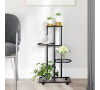 343115 vidaXL Jardinière à 4 niveaux avec roues 44x23x80 cm Noir Fer Noir G