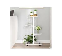 343116 Jardinière à 4 niveaux avec roues 44x23x80 cm Blanc Fer