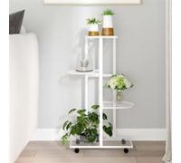Jardinière à 4 Niveaux avec Roues 44x23x80cm Blanc Fer Support à Fleurs vidaXL