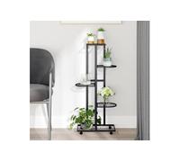 343117 Jardinière à 5 niveaux avec roues 44x23x100 cm Noir Fer