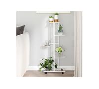 343118 Jardinière à 5 niveaux avec roues 44x23x100 cm Blanc Fer