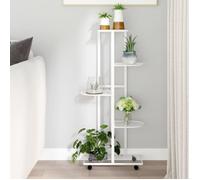 343118 vidaXL Jardinière à 5 niveaux avec roues 44x23x100 cm Blanc Fer