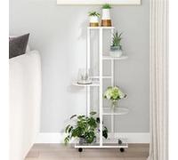 343118 vidaXL Jardinière à 5 niveaux avec roues 44x23x100 cm Blanc Fer Blanc G