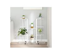 Vidaxl Jardinière Avec Roues 94,5x24,5x91,5 Cm Blanc Fer Blanc