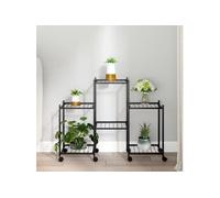 343126 Jardinière avec roues 83x25x63,5 cm Noir Fer