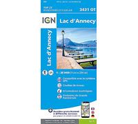 IGN Carte Lac d'Annecy 3431OT 1:25 000 Bleu TU