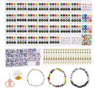3440pcs Beads For Bracelet 7 X 4 Mm,A-Z Three Colour Alphabet Letters And Colourful Beads With Elastic Thread,For Jewellery Making,Bracelets,Necklaces,Children Diy Crafts