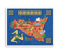 #34623 Lot de 2 autocollants en vinyle Motif carte de la Sicile 10 cm, 10cm Wide
