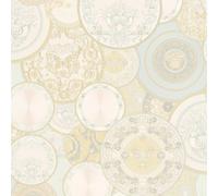 349012 - Assiettes Grecques Versace Crème Argent Papier Peint AS Creation