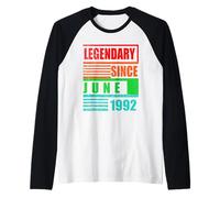 34e Anniversaire légendaire Depuis Juin 1992 Phrase d'anniversaire Manche Raglan