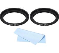 34Mm-37Mm Bague D'Adaptation En Métal Avec Chiffon De Nettoyage Lot De 2 Bagues D'Adaptation Pour Filtre D'Objectif D'Appareil Photo En Aluminium Noir[CLI4592]
