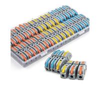 34PCS Lever Quick Home Wire Connectors Terminals Conductor Spliceable Butt Wiring Block Reusable Electrical Connectors NWPNLXEA(Boxed NC-221 Color)