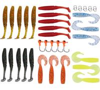 34pcs Set Fishing Lure Lure Singletailed Soft Insect PVC -Köderanzug gefälschter Set