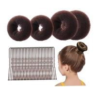 34PCS / Set Hair Bun Maker, 4 tailles Cake Hair Bun Donut avec Bobby Pins For Kids Girls, cravate