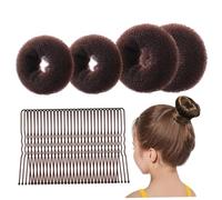 34PCS / Set Hair Bun Maker, 4 tailles Cake Hair Bun Donut avec broches pour les filles pour enfants, Shapers