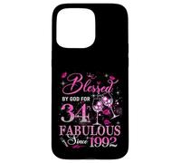 34th Birthday Queen Blessed by God 34 Fabulous Since 1992 Coque pour iPhone 15 Pro Max