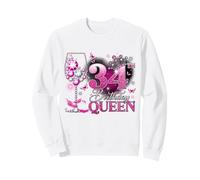 34th Birthday Queen Pink Wine 34 Years Old Women Girls Sweatshirt