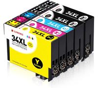 34Xl Cartouches D'Encre Compatibles Pour Imprimante Epson 34 Xl T3471 T3472 T3473 T3474 À Utiliser Avec Workforce Pro Wf-3720Dwf Wf-3725Dwf Wf-3720 Wf-3725 (2 Noir, 1 Magenta, 1 Ja[ENC944605]