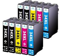 34XL Compatible Ink Cartridges for Epson 34XL 34XL Compatible with Epson Workforce Pro WF-3720 WF-3725 WF-3720dWF WF-3725DWF (Pack of 10)