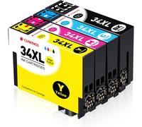 34XL Lot de 4 cartouches d'encre de rechange pour imprimante Epson 34 XL