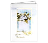 35-058 Carte avec Enveloppe MUGUET PORTE-BONHEUR en Or Doré Brillant Bouquet 13 Clochettes Blanches 1er Mai Fleurs Fête Printemps