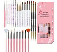 35/31 pièces Set de pinceaux professionnels pour la manucure - Pinceaux pour gel 3D, pinceaux pour acrylique, outils de salon de qualité, convient pour la manucure à domicile et l'utilisation en salon