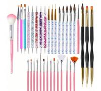 35/31 pièces Set de pinceaux professionnels pour nail art - Pinceaux pour gel 3D, pinceaux pour acrylique, outils de salon de qualité, convient pour la manucure à domicile et l'utilisation en salon Bl