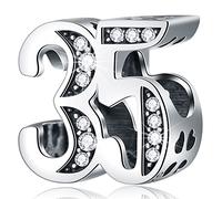 35 Anniversaire Charms convient au bracelet Pandora, Perles de charme 35e anniversaire en argent sterling 925 avec cz, numéro 35 ans de cadeaux d'amour pour la mariée