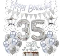 35 ans Décoration anniversaire argent, Décoration anniversaire 35 ans argent, Femme Ballon 35 argent, Ballon argent 35 ans anniversaire Décoration homme femme, Ballon 35 ans anniversaire