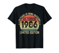 35 Ans Vintage Octobre 1986 édition limitée Anniversaire T-Shirt Graphique avec Valeur