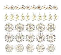 35 Comprimés Boutons Strass, Bouton Décoration Perle, Outons en Strass Bijoux en Strass, Argent Cristal Bouton Accessoire, Utilisé pour le mariage, la décoration de la maison(Or/Argent)