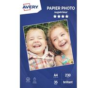 Avery Papier photo A4 230 g/m² brillant – 35 feuilles – Impression jet d'encre
