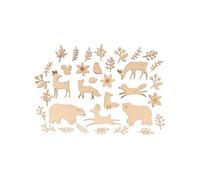 35 Mini décorations animaux et végétaux en bois -