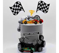 35 PCS Décoration Gâteau Voiture de Course,Décoration Cupcake Voiture,Toppers de Gâteau Boule,Cars Cake Topper, Happy Birthday Topper,Deco Gateau Anniversaire pour Thème Voiture pour Enfant Garçon