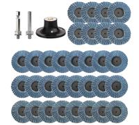 35 PCS Disque à Lamelles 2 Pouces/50mm pour Meuleuse d’Angle et Support de Disque de Ponçage 40/60/80/120 Grains, Disques à Meuler, Disques Abrasifs, Disque à Lamelles Conique