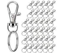 35 pcs Porte-clés, Pivotants Pour Clés, Mousqueton Porte Clé Métal Polissage Keychain de Crochets Anneaux Détachables, 25 mm de diamètre