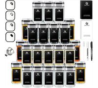 35 Pièces 120ML Pot à Epices Set Carré Rotatif,Trois Calibres Réglables 360°, 35 Coffret Epices, Rangement Epices Cuisine