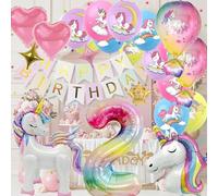 35 Pièces Ballon Aluminium Licorne, 2 Ans Decoration Anniversaire Licorne, Licorne Ballons Anniversaire 2 Ans, Décoration Anniver-saire Licorn Fille, Ballon Lic-orne Annivers, De-co Fete Cadeau