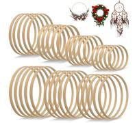 35 Pièces Bambou Cerceau Bois, 7 Tailles Anneaux en Bambou 8/10/13/15/17/18/20cm, pour les attrape-rêves, les couronnes de mariage et les tapisseries murales