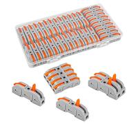 35 Pièces Connecteurs Electriques Rapide avec Levier, Domino Electrique, Bornes De Connexion Automatique, 1-Fil 2-Entrées et Peut être Librement Combiné