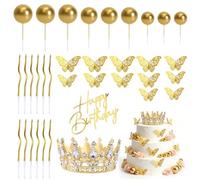 35 Pièces Decoration Gateau Anniversaire Cristal, Bougie Anniversaire