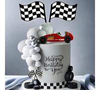 35 Pièces Décoration Gâteau Voiture de Course, Décoration Cupcake Voiture, Topper de Gâteau Boule, Cars Cake Topper, Deco Gateau Anniversaire pour Thème Voiture pour Enfant Garçon