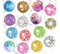 35 Pièces Décorations de Fête des Années 70 Boule Disco, Tourbillons à Suspendre Soirée Hip-Hop Rétro, Décoration de Plafond pour Rock Disco Boogie Hippie des Années 70