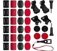 35 Pièces Fixations Adhésives Incurvées et Plates,Support de Fixation pour Casque de Moto,Compatible Gopro Hero 12,11,10,9,8,7,6,5,Session,Hero 4,3,3+,2,1 Caméras de Sport