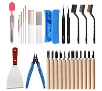 35 Pièces Kit D'accessoires D'imprimante 3D,7 Taille Nettoyage Aiguilles,Pince à épiler,Pinces,Grattoir,Nettoyer Les Couteaux pour Retrait,Cettoyage,Finition du Modèle d'impression 3D