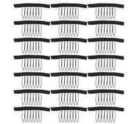 35 Pièces Peigne Fixe à 7 Dents en Acier Inoxydable Noir | Installation Rapide, Anti-glissement Discret, pour Lace Front Wigs et Bases de Bonnet, Léger