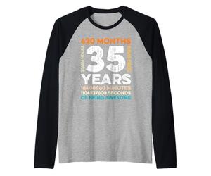 35 Years Old 420 Months of Being Awesome 35th Birthday Gifts Manche Raglan