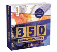 350 blocs origami Bloc d'encre colorée : 350 papiers pliants (14 x 14 cm, 80 g/m²), en 25 designs, dont 50 papiers avec film métallique, 20 pages de cours de base origami, couverture souple